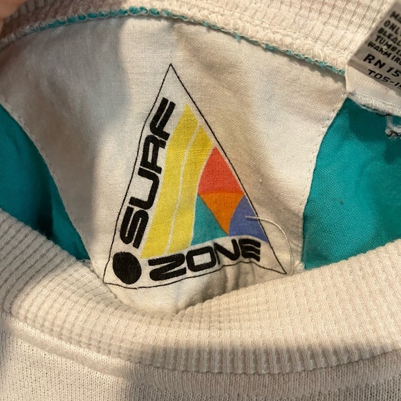 White and Teal Colorblock Sweatshirt - Picture 4 of 5